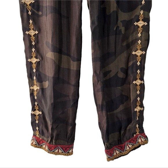 Johnny Was Workshop Camo Print Pull On Embroidered Pants womens XS - Picture 4 of 8